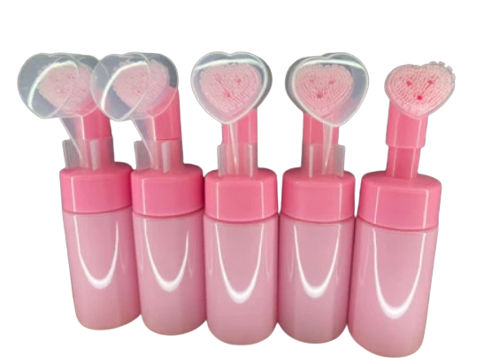 Frasco Pump de limpeza facial 120ML (coração rosa)