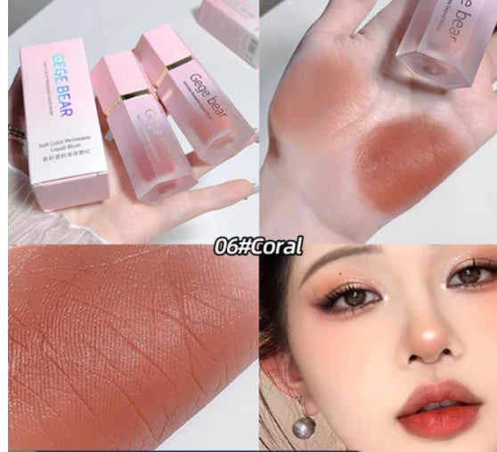Creme Blush Líquido 6 Cores Veludo Liso Mate Rosa