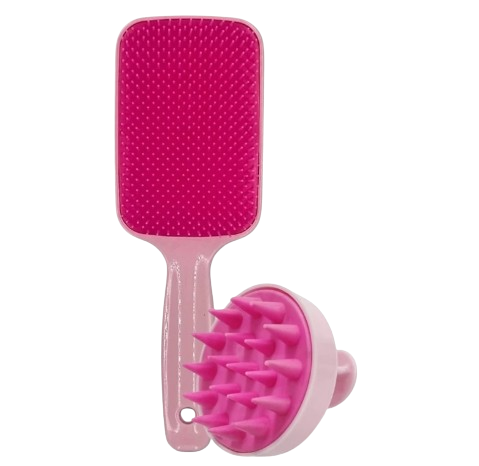 Kit Escova Raquete Flex e Escova Massageadora Capilar de Silicone