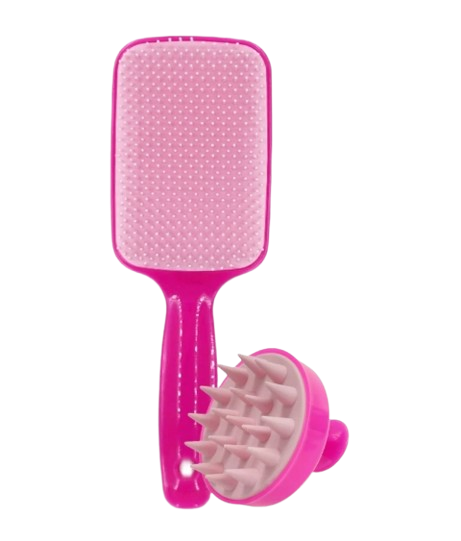 Kit Escova Raquete Flex e Escova Massageadora Capilar de Silicone
