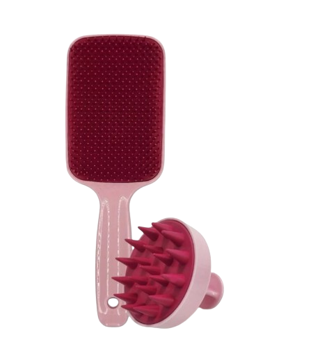 Kit Escova Raquete Flex e Escova Massageadora Capilar de Silicone