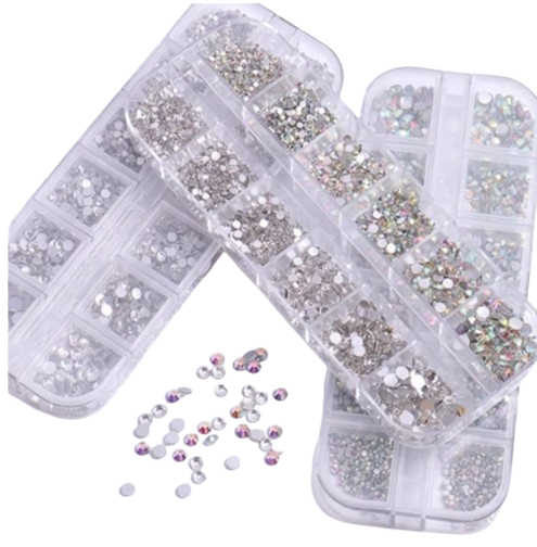 Kit de Strass Decoração Unhas Branco e Boreal Fruta