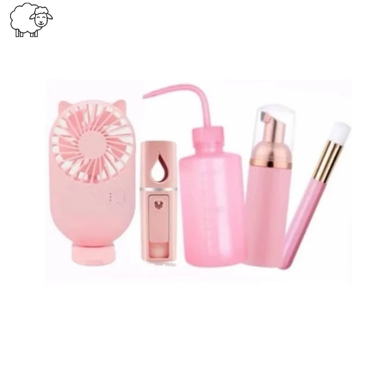 Kit Higienização limpeza de Cilios pump mini ventilador pisseta nano pincel