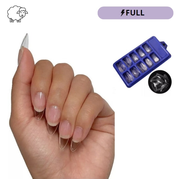 100 Unhas Postiças Inteiras Transparente Tips ALMOND