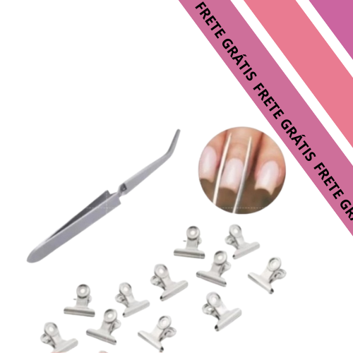 Kit 12 Presilhas + 1 Pinça Unha Especial Para Curvatura C