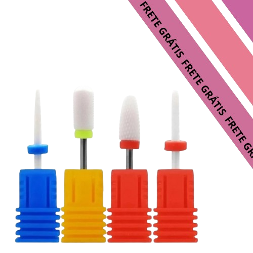 Kit 04 Brocas Cerâmica Acabamento Unha Nail Gel Manicure Barato Lucky Bazar