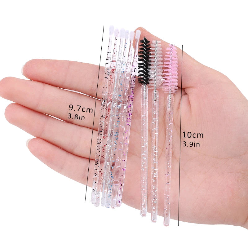 Kit de Suprimentos para Extensão de Cílios: Aplicador de Máscara, Escova para Cílios, Cotonetes de Cristal, Anel para Cola, Fita, Almofada para Olhos, Ferramentas de Maquiagem para Cílios