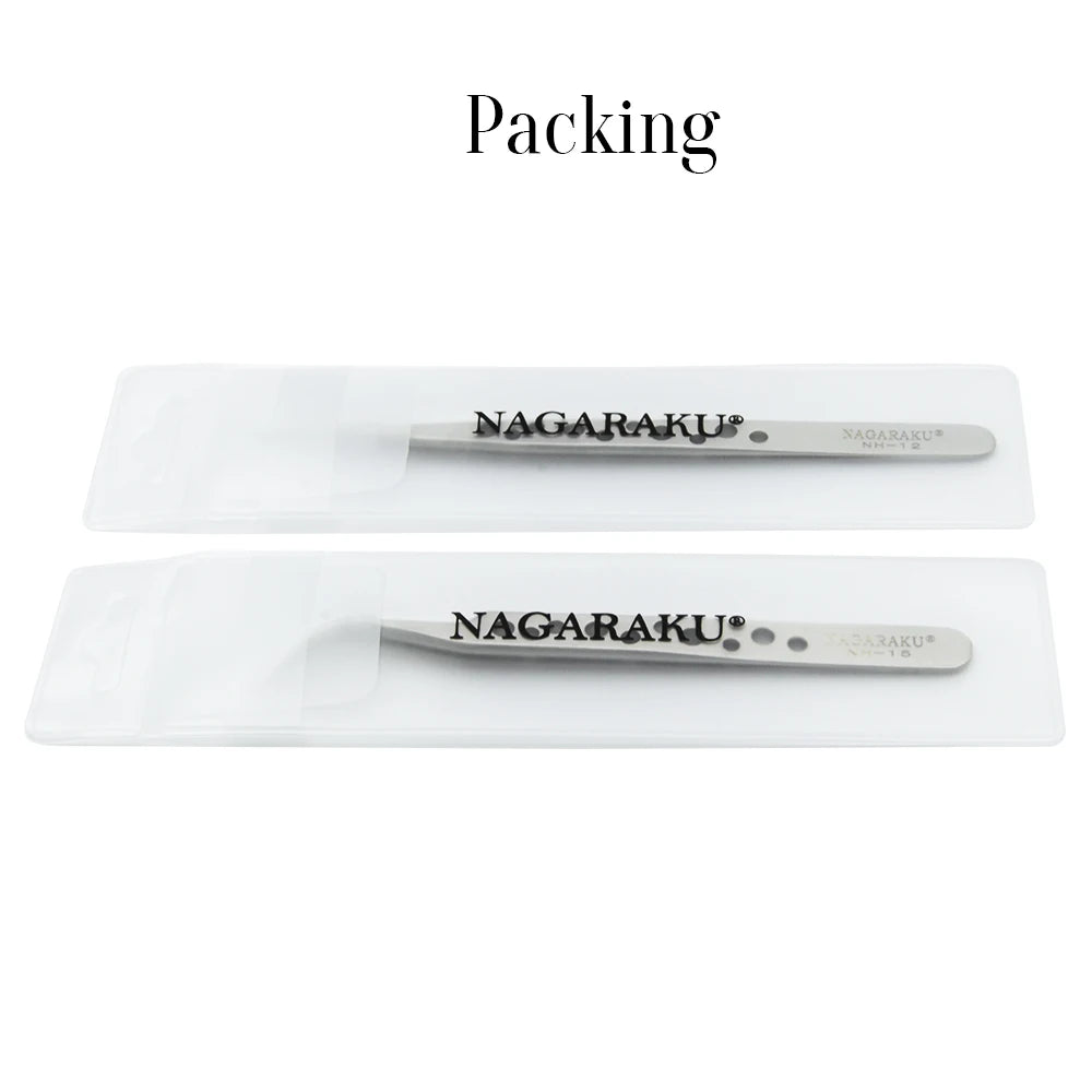 NAGARAKU Maquiagem Cílios Postiços Conjunto 2 peças N-01 N-02 Pinças para Cílios NH-12 NH-15 Cílios Precisos ST-12 ST-15 Pinça de Aço Inoxidável