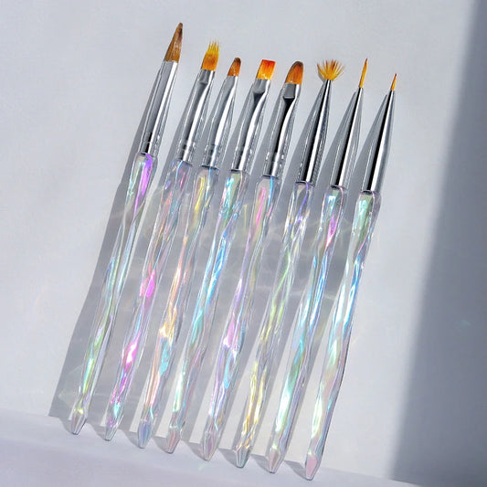 Misscheering 8 peças Pincéis de Acrílico Aurora para Arte em Unhas para Design de Unhas Pincel Fino e Macio para Gradiente Gel Desenho DIY
