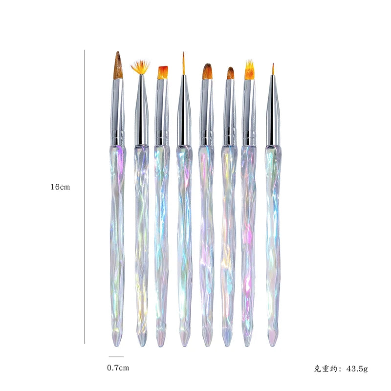 Misscheering 8 peças Pincéis de Acrílico Aurora para Arte em Unhas para Design de Unhas Pincel Fino e Macio para Gradiente Gel Desenho DIY