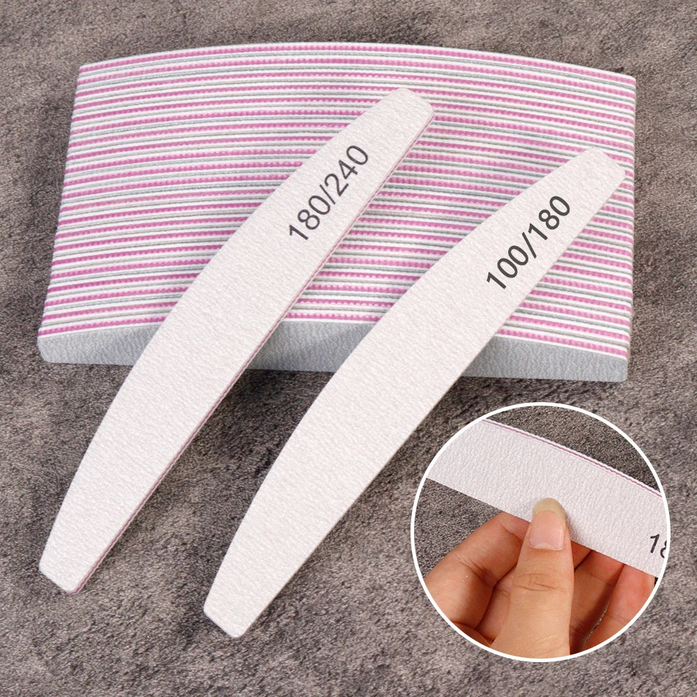 10 unidades de lixa de unha profissional de lixa forte e grossa, blocos de polimento para manicure, lixas meia-lua para unhas, ferramentas de unha 100/180 e 180/240