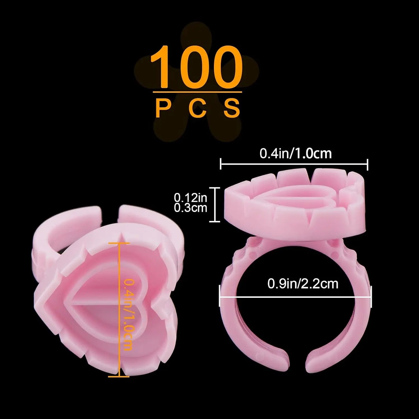 100 Peças de Anel de Cola para Volume, Copo de Suporte para Leque de Cílios, Contêiner de Pigmento para Tatuagem, Suporte de Cola, Copos para Volume, Fornecedor de Extensão de Cílios