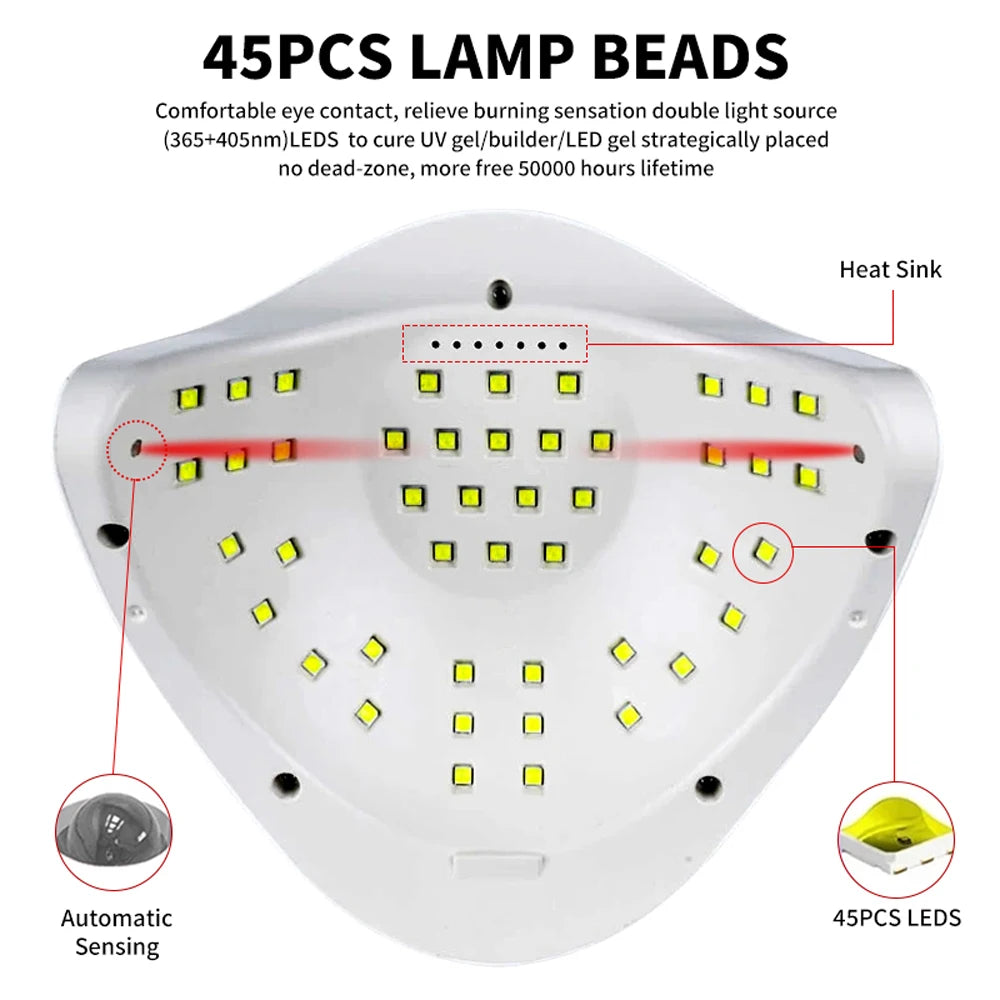 Secador de Unhas LED SUN X5MAX UV LED para Gel Secador de Unhas para Secagem de Todos os Tipos de Esmaltes em Gel com Carregamento USB Equipamento Profissional de Manicure