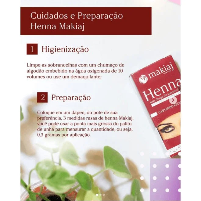 Henna para Design Profissional de Sobrancelhas Makiaj