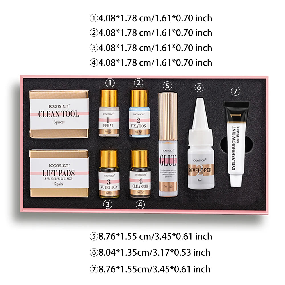 Kit de Permanente e Tintura para Cílios ICONSIGN, Profissional, 2 em 1, Tintura para Cílios e Sobrancelhas, Ferramentas de Maquiagem para Olhos.