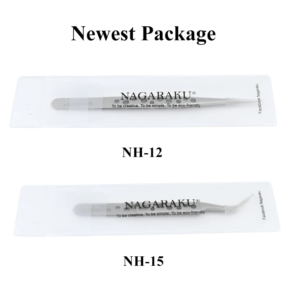 NAGARAKU Maquiagem Cílios Postiços Conjunto 2 peças N-01 N-02 Pinças para Cílios NH-12 NH-15 Cílios Precisos ST-12 ST-15 Pinça de Aço Inoxidável