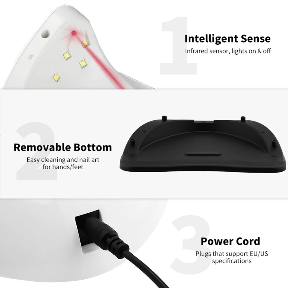 Secador de Unhas LED SUN X5MAX UV LED para Gel Secador de Unhas para Secagem de Todos os Tipos de Esmaltes em Gel com Carregamento USB Equipamento Profissional de Manicure