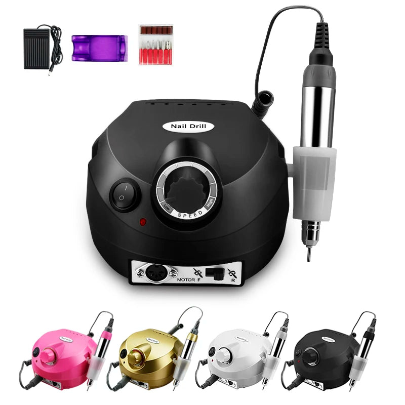 Broca de Unha Elétrica 35000RPM Máquina de Manicure Profissional Conjunto de Lixadeira de Unha, Broca de Unha Portátil, Equipamento de Polimento para Salão de Unhas