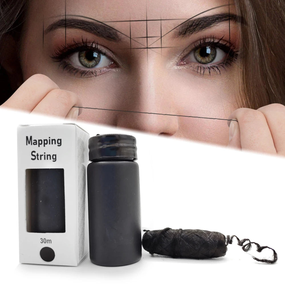 Fio de Mapeamento para Microblading de 30m - Preto/Branco, Fio de Marcador para Sobrancelhas Pré-Tatuado, Mapeamento PMU (Microblading).