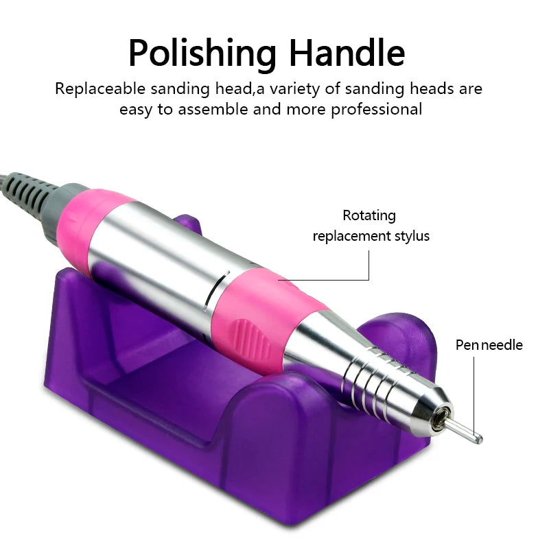 Broca de Unha Elétrica 35000RPM Máquina de Manicure Profissional Conjunto de Lixadeira de Unha, Broca de Unha Portátil, Equipamento de Polimento para Salão de Unhas