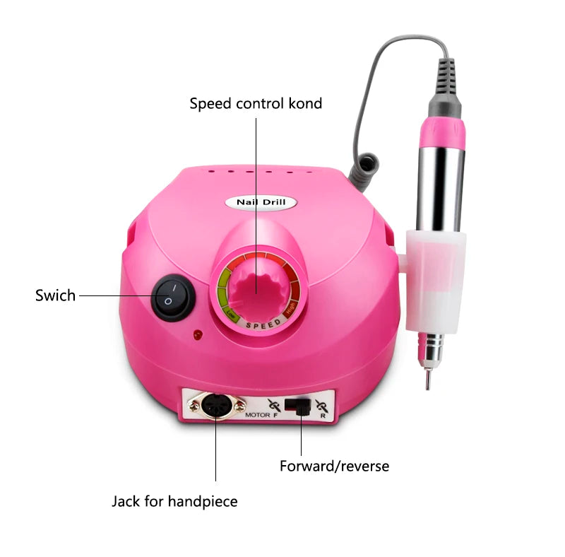 Broca de Unha Elétrica 35000RPM Máquina de Manicure Profissional Conjunto de Lixadeira de Unha, Broca de Unha Portátil, Equipamento de Polimento para Salão de Unhas