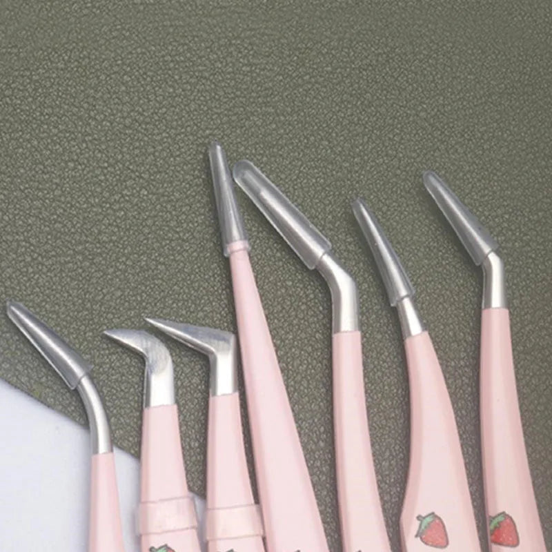 6 Tipos de Pinças para Cílios Postiços, Aço Inoxidável Antiestático, Pinça Curvada para Extensão de Cílios 3D, Ferramentas de Maquiagem