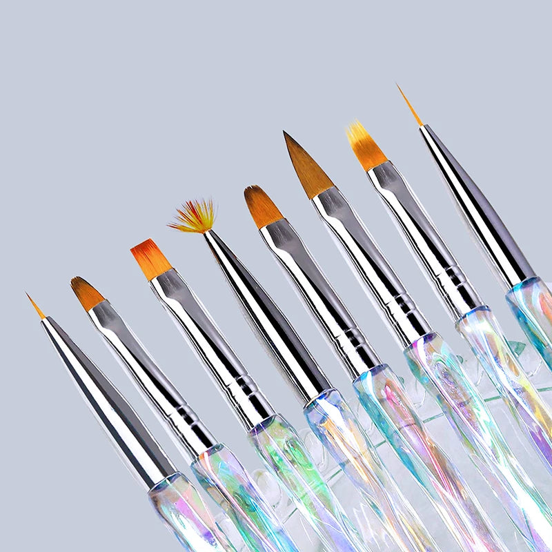 Misscheering 8 peças Pincéis de Acrílico Aurora para Arte em Unhas para Design de Unhas Pincel Fino e Macio para Gradiente Gel Desenho DIY