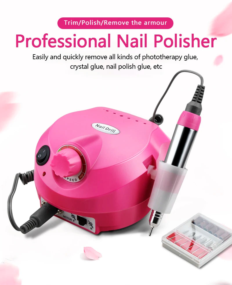Broca de Unha Elétrica 35000RPM Máquina de Manicure Profissional Conjunto de Lixadeira de Unha, Broca de Unha Portátil, Equipamento de Polimento para Salão de Unhas