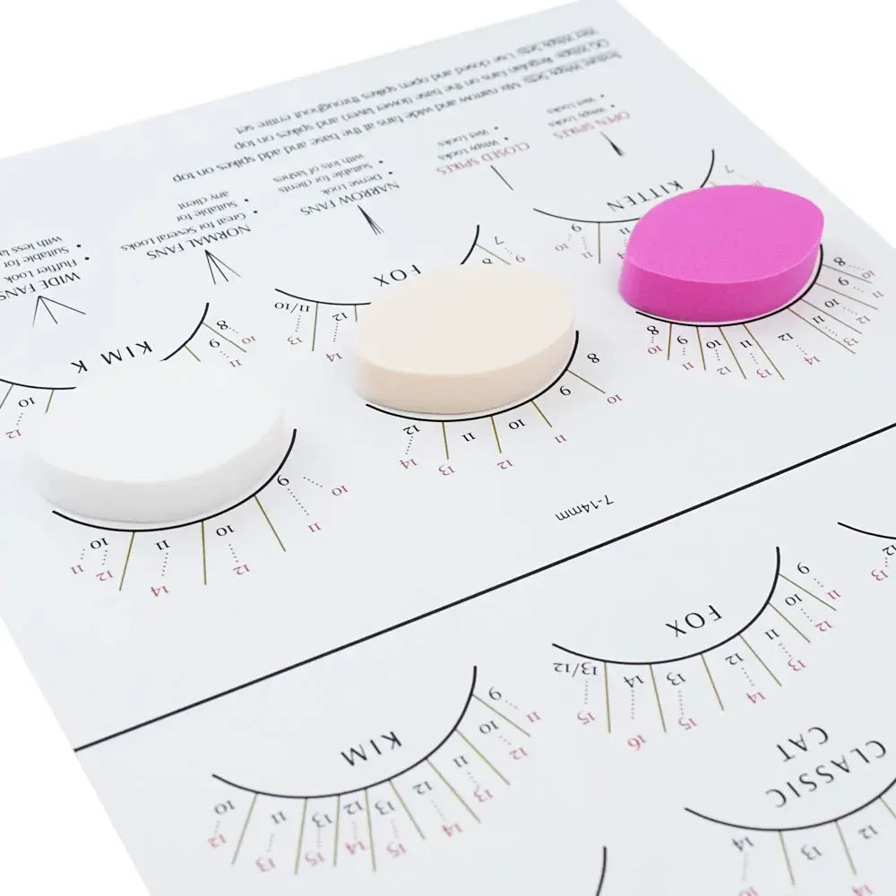 Mapa de Cílios para Iniciantes, Gráfico de Cílios Esvoaçantes, Esponges para Formato dos Olhos, Reutilizáveis, Prática de Extensão de Cílios, Mapeamento de Cílios, Maquiagem