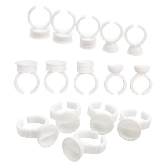 100 Peças de Copos para Cola de Cílios Descartáveis Brancos, Suporte para Anel, Contêiner para Pigmento de Tatuagem, Ferramentas para Extensão de Cílios, Acessórios e Suprimentos para Cílios