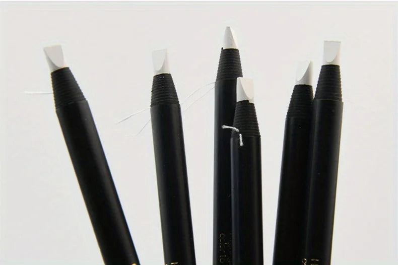 Lápis de Sobrancelha com Quadro de Posicionamento para Tatuagem - Cabeça de Escova para Sobrancelha, À Prova d'Água, Linha Branca, Ferramentas de Maquiagem para Artistas e Uso Diário