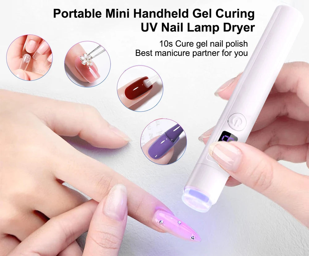 Lâmpada UV LED para Unhas, Mini Lâmpada UV para Manicure, Secadora de Unhas Portátil, Lâmpada de Suporte Profissional, Luz de Secagem Ultravioleta Mini para Unhas