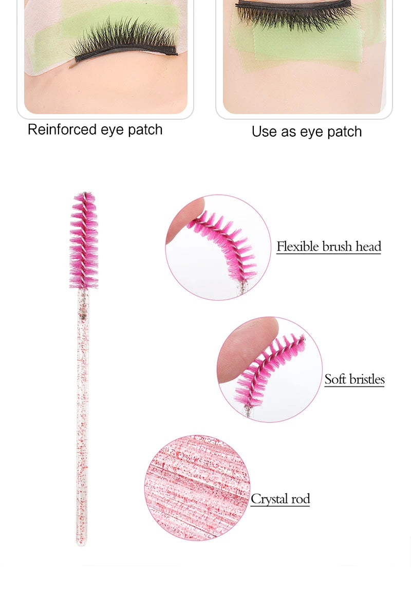 Kit de Ferramentas para Maquiagem de Cílios: Escova, Fita, Anel de Cola, Pad de Gel para Olhos, Patch Descartável, Aplicador de Máscara, Suprimentos para Extensão de Cílios