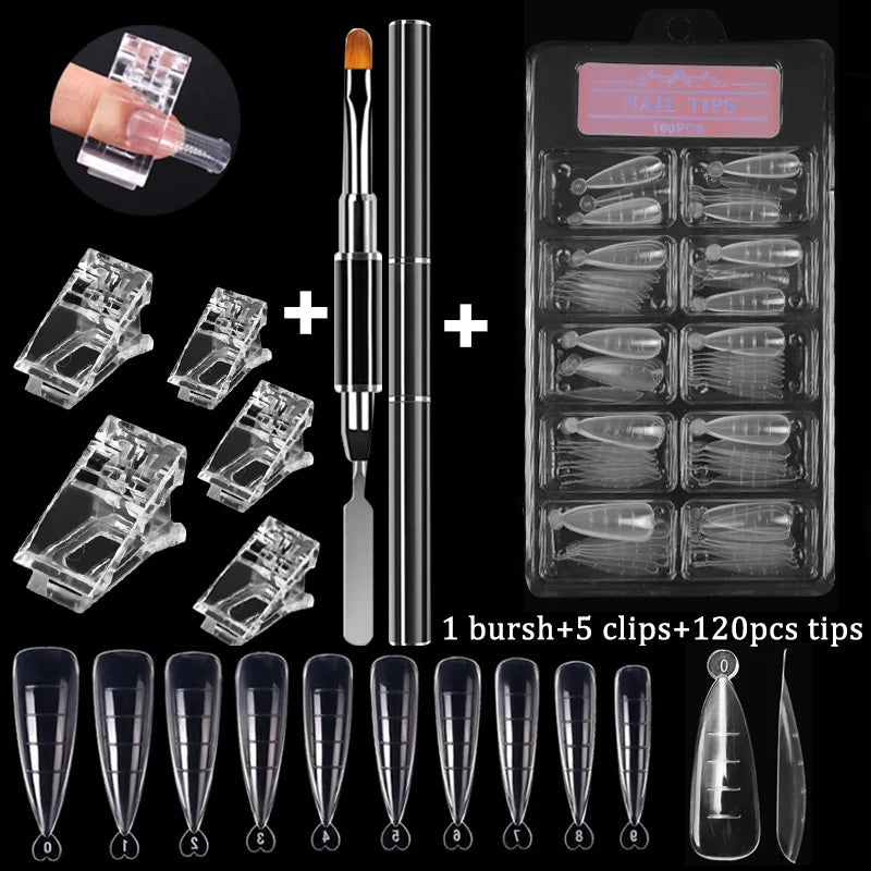 100 Peças/Caixa de Pontas de Unhas – Conjunto Completo de Unhas Falsas Acrílicas, Dedo Falso, Gel UV, Unhas Postiças Rápidas – Ferramentas de Manicure e Kit de Ferramentas de Arte para Unhas DIY