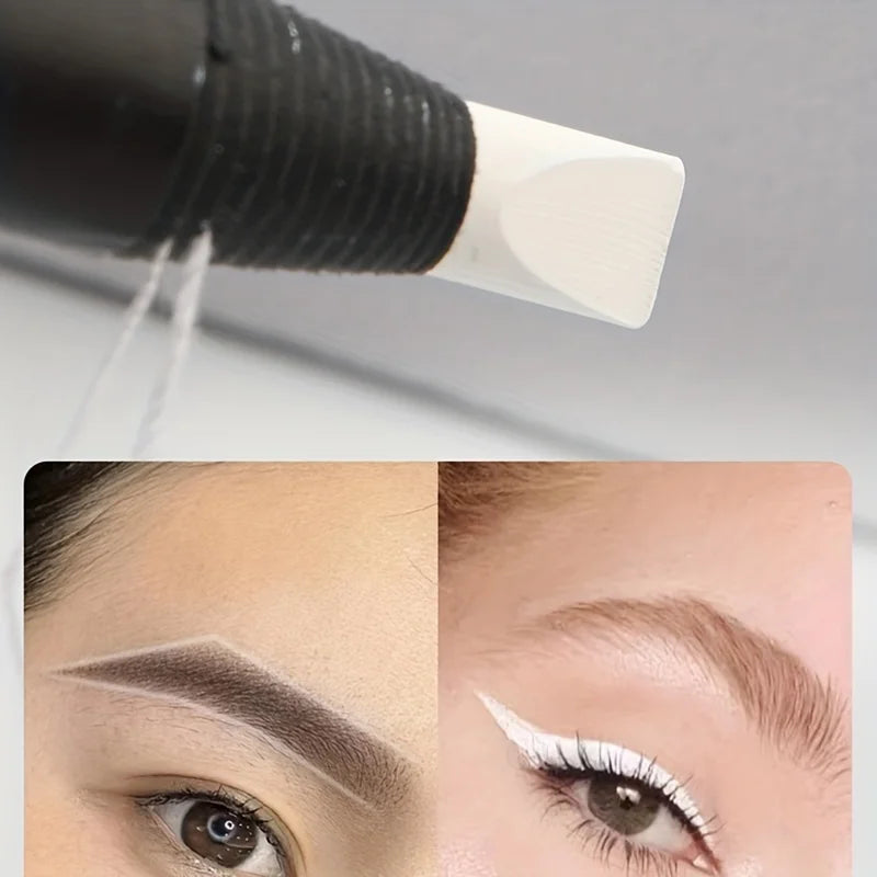 Lápis de Sobrancelha com Quadro de Posicionamento para Tatuagem - Cabeça de Escova para Sobrancelha, À Prova d'Água, Linha Branca, Ferramentas de Maquiagem para Artistas e Uso Diário