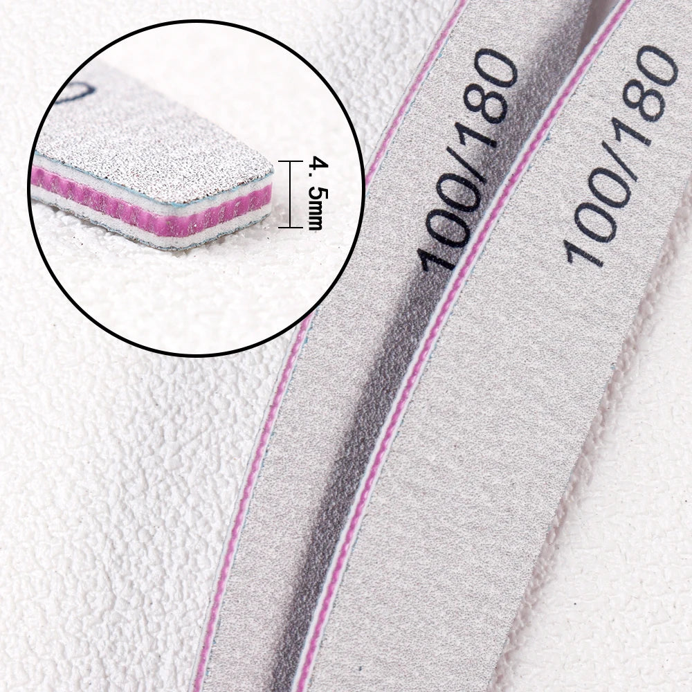 10 unidades de lixa de unha profissional de lixa forte e grossa, blocos de polimento para manicure, lixas meia-lua para unhas, ferramentas de unha 100/180 e 180/240