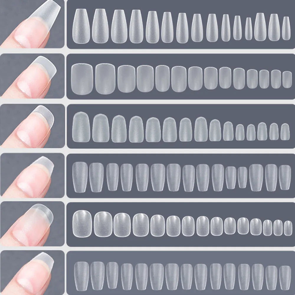 120 Peças de Unhas Matte Adesivas – Unhas Falsas de Cobertura Total, Oval, Amêndoa, Esculpidas