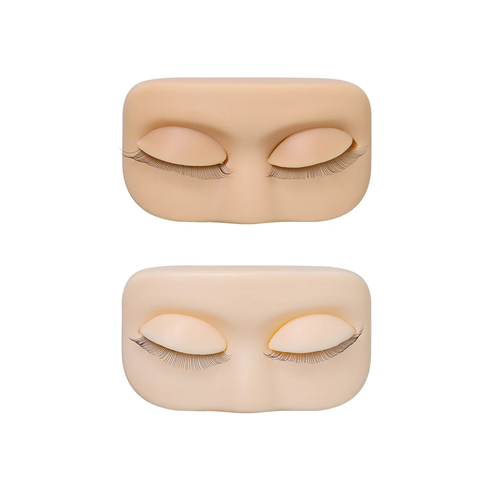Cabeça de Treinamento para Extensão de Cílios GLAMLASH Mini - Modelo Plano com Pálpebras Removíveis para Prática.