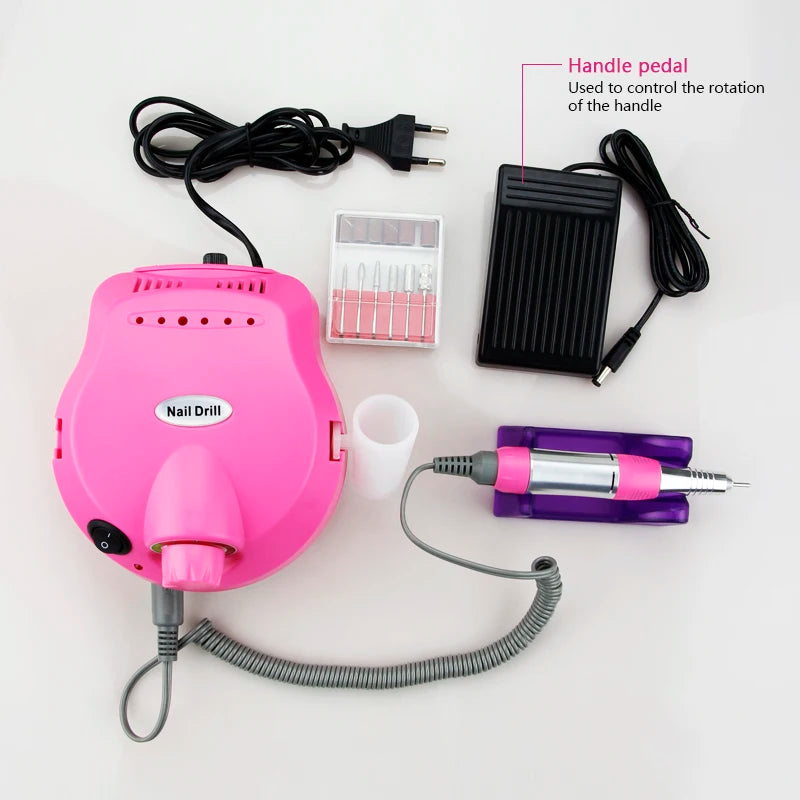Broca de Unha Elétrica 35000RPM Máquina de Manicure Profissional Conjunto de Lixadeira de Unha, Broca de Unha Portátil, Equipamento de Polimento para Salão de Unhas