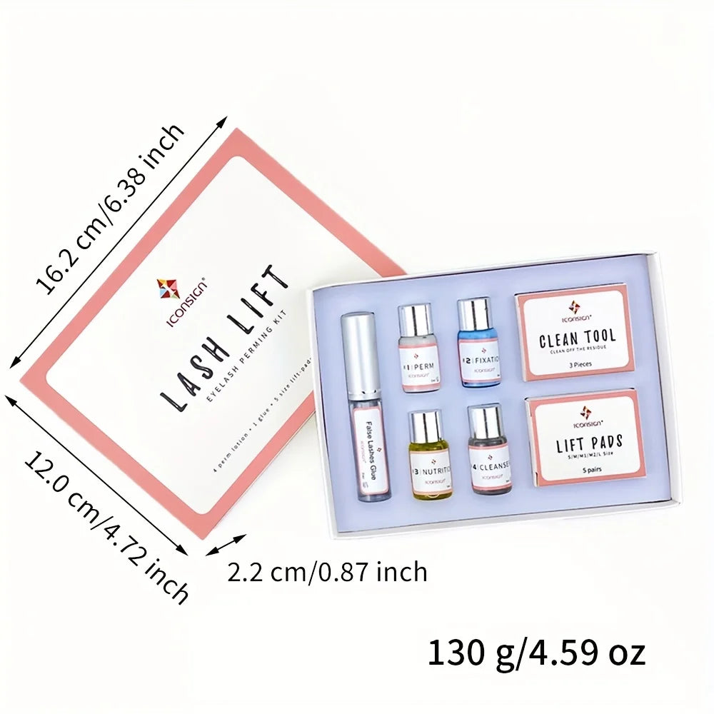 Kit de Lifting de Cílios ICONSIGN, Profissional, Permanente Semi-Permanente para Cílios e Sobrancelhas, Ondulação Duradoura por 6-8 Semanas, Ferramentas de Maquiagem