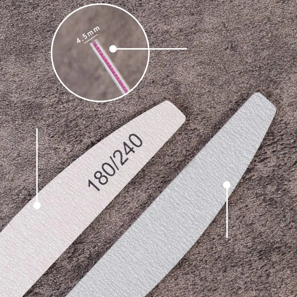 10 unidades de lixa de unha profissional de lixa forte e grossa, blocos de polimento para manicure, lixas meia-lua para unhas, ferramentas de unha 100/180 e 180/240