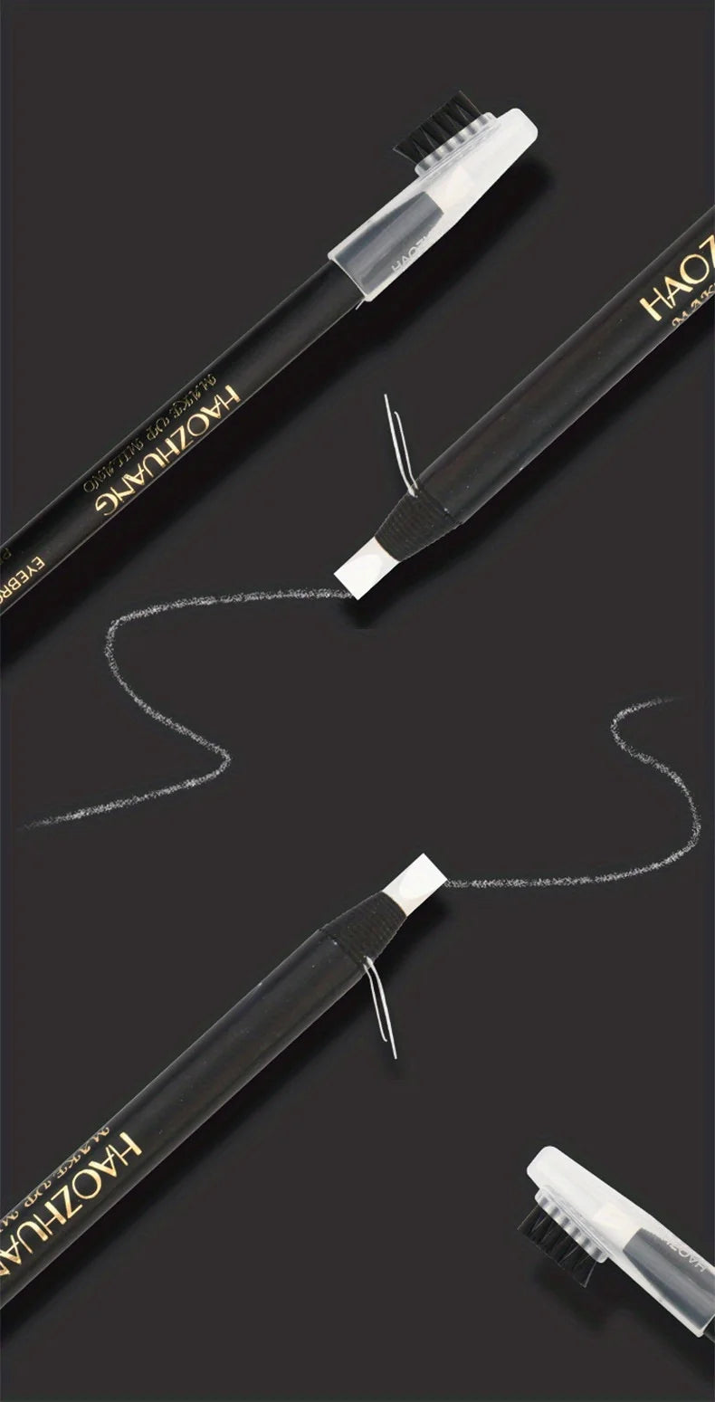 Lápis de Sobrancelha com Quadro de Posicionamento para Tatuagem - Cabeça de Escova para Sobrancelha, À Prova d'Água, Linha Branca, Ferramentas de Maquiagem para Artistas e Uso Diário