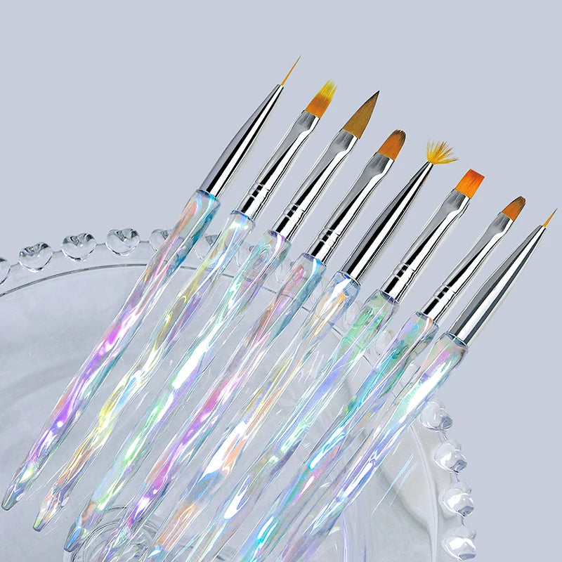 Misscheering 8 peças Pincéis de Acrílico Aurora para Arte em Unhas para Design de Unhas Pincel Fino e Macio para Gradiente Gel Desenho DIY