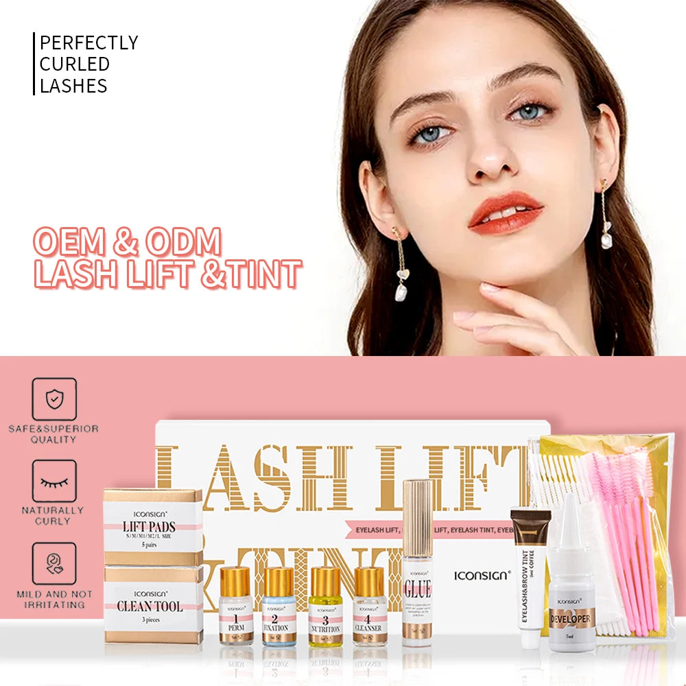Kit de Permanente e Tintura para Cílios ICONSIGN, Profissional, 2 em 1, Tintura para Cílios e Sobrancelhas, Ferramentas de Maquiagem para Olhos.