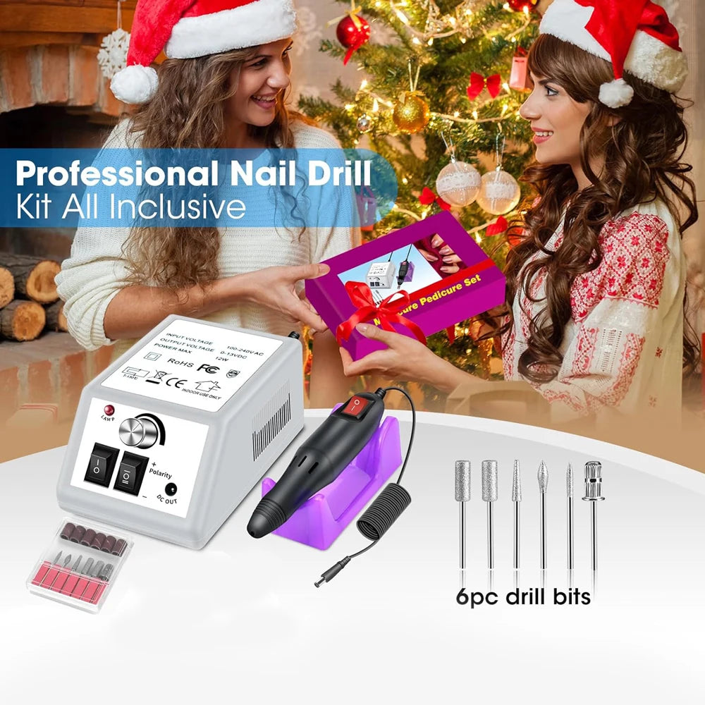 Aparador de Unhas Elétrico Profissional, Máquina de Broca para Unhas, Arquivo Elétrico para Unhas, Baixo Nível de Ruído, Ideal para Manicure de Acrílico e Arte em Gel