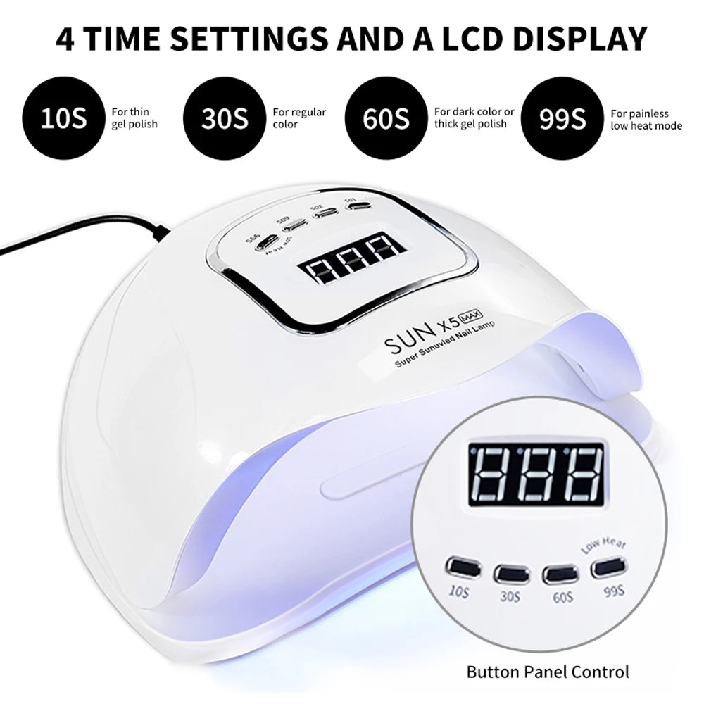 Secador de Unhas LED SUN X5MAX UV LED para Gel Secador de Unhas para Secagem de Todos os Tipos de Esmaltes em Gel com Carregamento USB Equipamento Profissional de Manicure