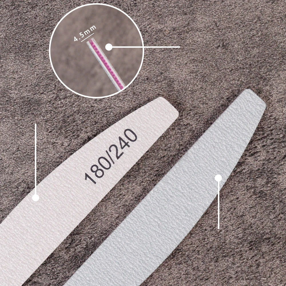 10 unidades de lixa de unha profissional de lixa forte e grossa, blocos de polimento para manicure, lixas meia-lua para unhas, ferramentas de unha 100/180 e 180/240
