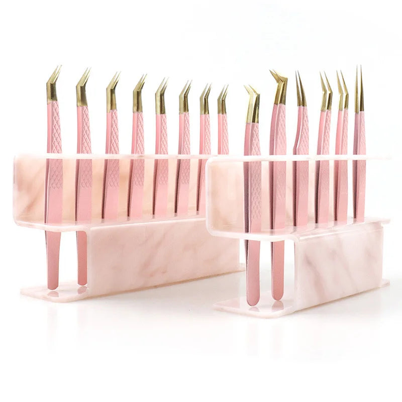 Suporte de acrílico para pinças de cílios, com 6/8 orifícios, prateleira conveniente para armazenamento de pinças, suprimentos para extensão de cílios, ferramentas de maquiagem