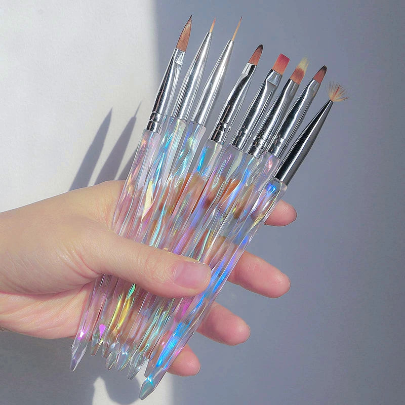 Misscheering 8 peças Pincéis de Acrílico Aurora para Arte em Unhas para Design de Unhas Pincel Fino e Macio para Gradiente Gel Desenho DIY