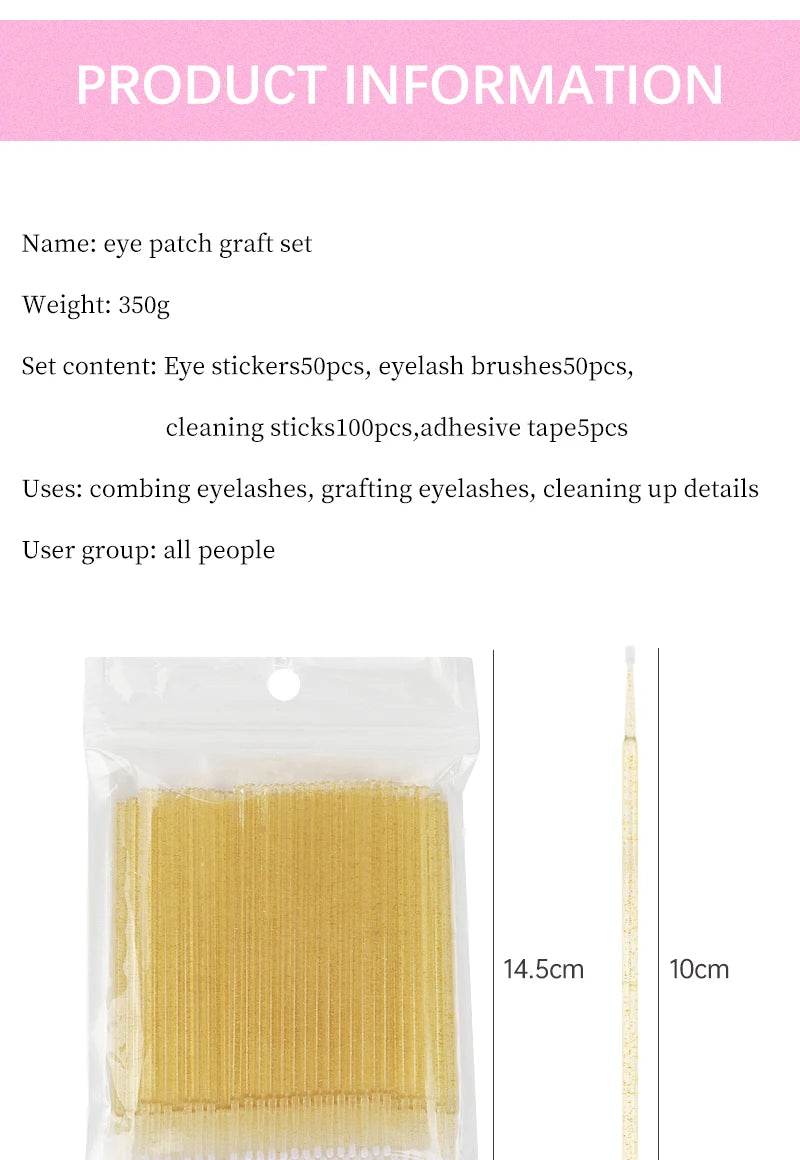 Kit de Ferramentas para Maquiagem de Cílios: Escova, Fita, Anel de Cola, Pad de Gel para Olhos, Patch Descartável, Aplicador de Máscara, Suprimentos para Extensão de Cílios
